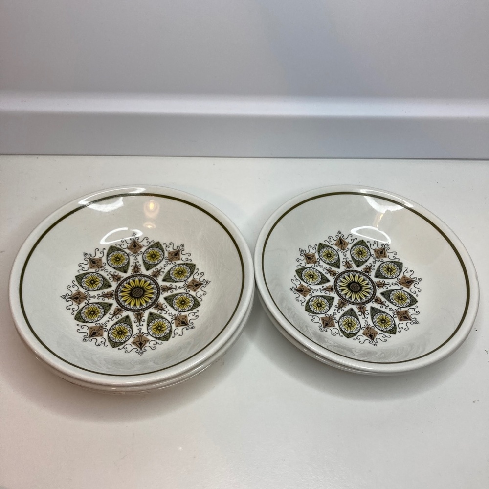 vintage ironstone Paisley Green berry desert bowl bowls set Of Five 5”